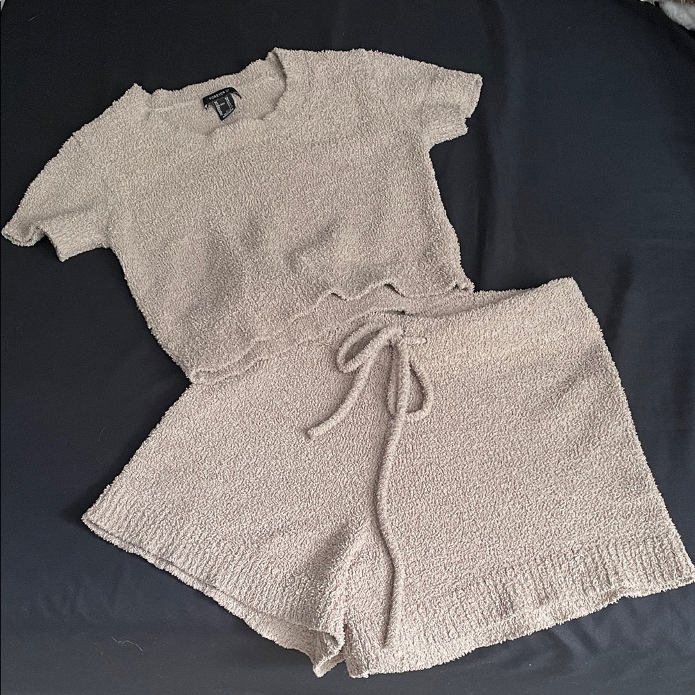 Forever 21 Taupe Fuzzy 2pc Lounge Set